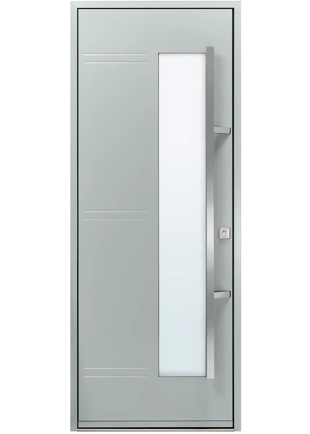 porte d'entrée acier Averline avec vitrage dépoli et motifs emboutis