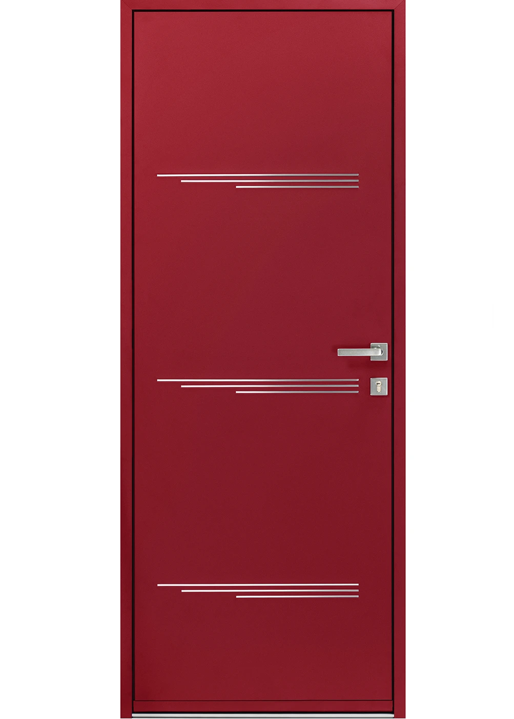 porte d'entrée acier Azéria avec joncs aluminium et design moderne coloré